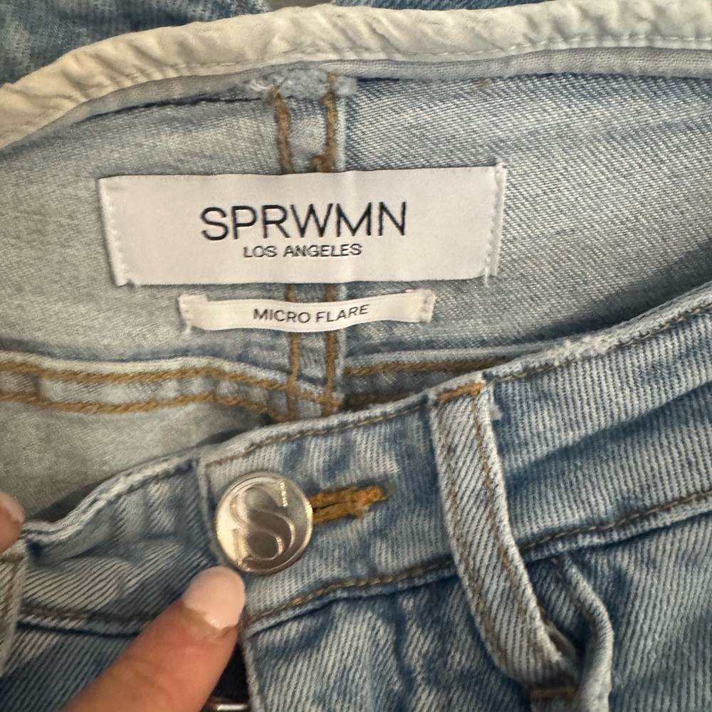 SPRWMN Francoise Light Wash Micro Flare Slim Fit High Rise Jeans Women's 26 - Picture 9 of 16